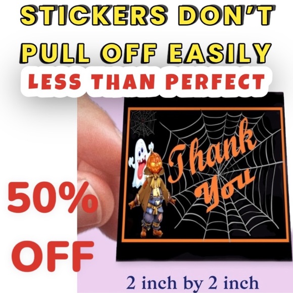 Mailers And More Other - 100 (2x2 Inch) Square Stickers, Halloween , High Gloss, Thank You